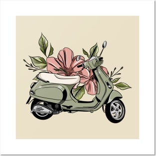 Flower Vespa Posters and Art